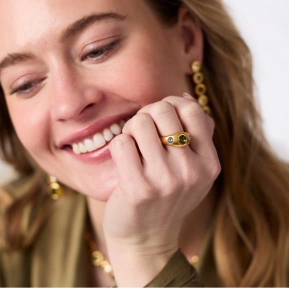 NWOT Julie Vos Elegant Gold Ring with Pink and Yellow Stones - Picture 7 of 8